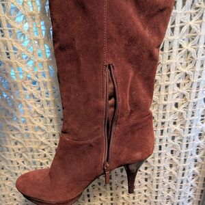 Nine West Burgundy Suede Heeled Boots